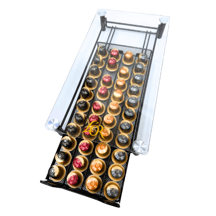 דיספליי זכוכית עם מגירת מתכת לקפסולות, , large image number 1